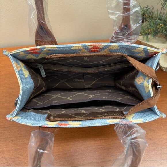 NWT Wrangler Mini Tote Blue Southwestern Aztec Small Crossbody Purse Handbag - Picture 9 of 10
